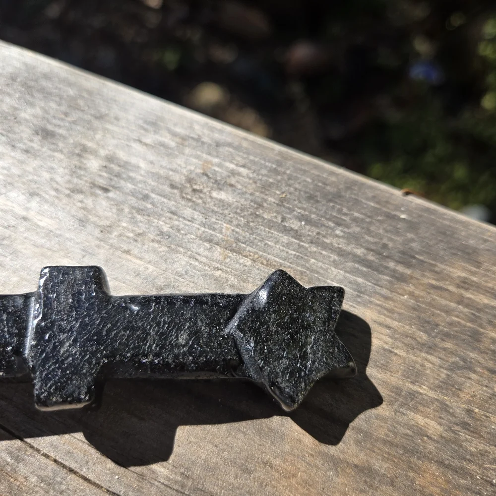 Obsidian hand carved star ceremonial dagger 6" - Picture 6 of 8